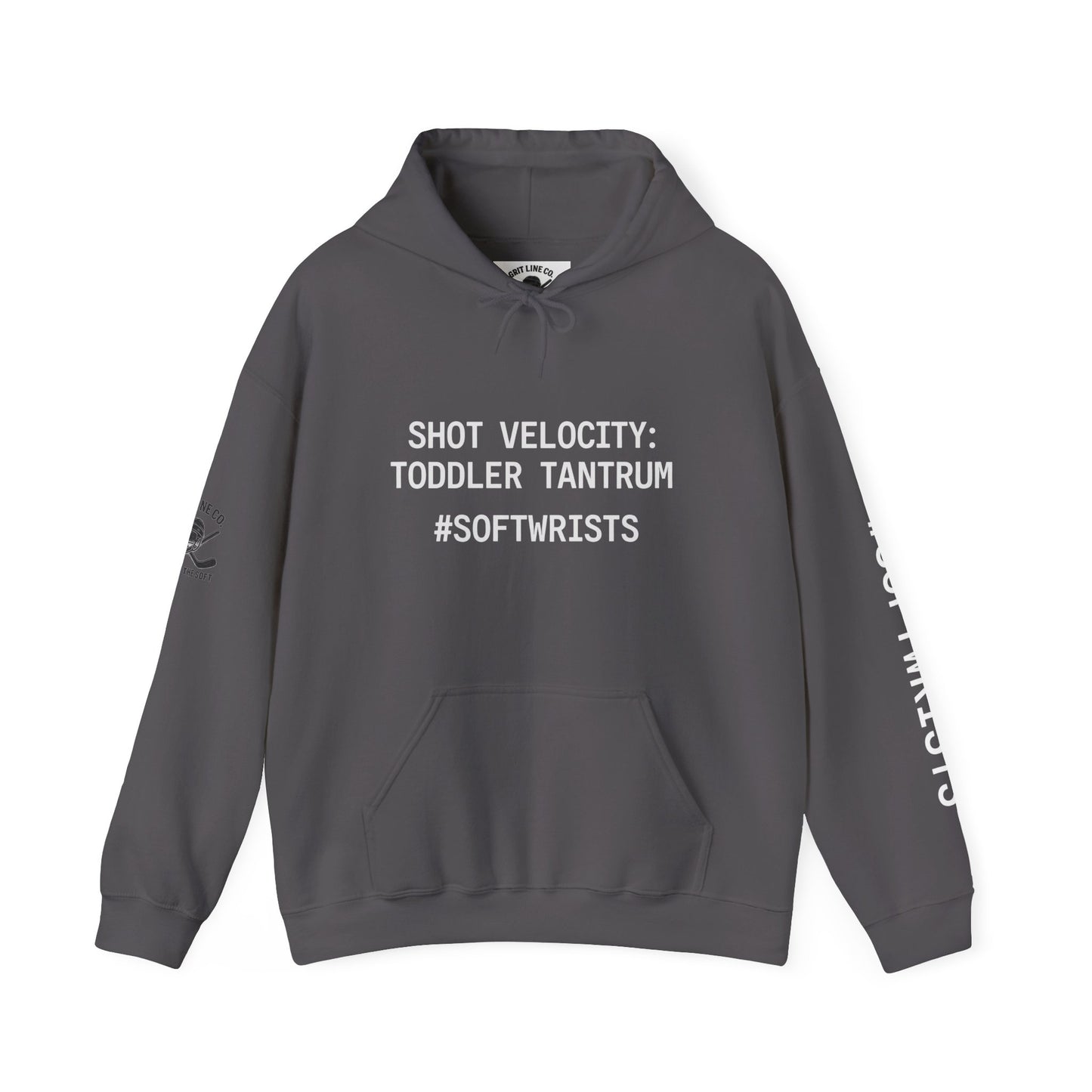 Shot Velocity: Toddler Tantrum — #SoftWrists | OG Line Hoodie Hockey Hoodie, Unisex Heavy Blend Sweatshirt