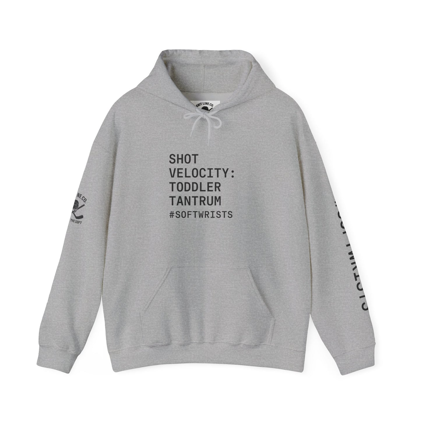 Shot Velocity: Toddler Tantrum — #SoftWrists | OG Line Hoodie Hockey Hoodie, Unisex Heavy Blend Sweatshirt