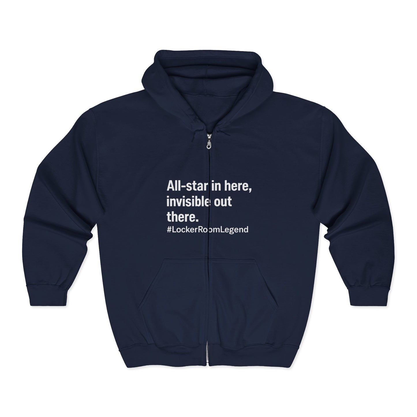 All-Star in the Room. Ghost on the Ice. #LockerRoomLegend Hoodie Unisex Heavy Blend™ Full Zip Hooded Sweatshirt