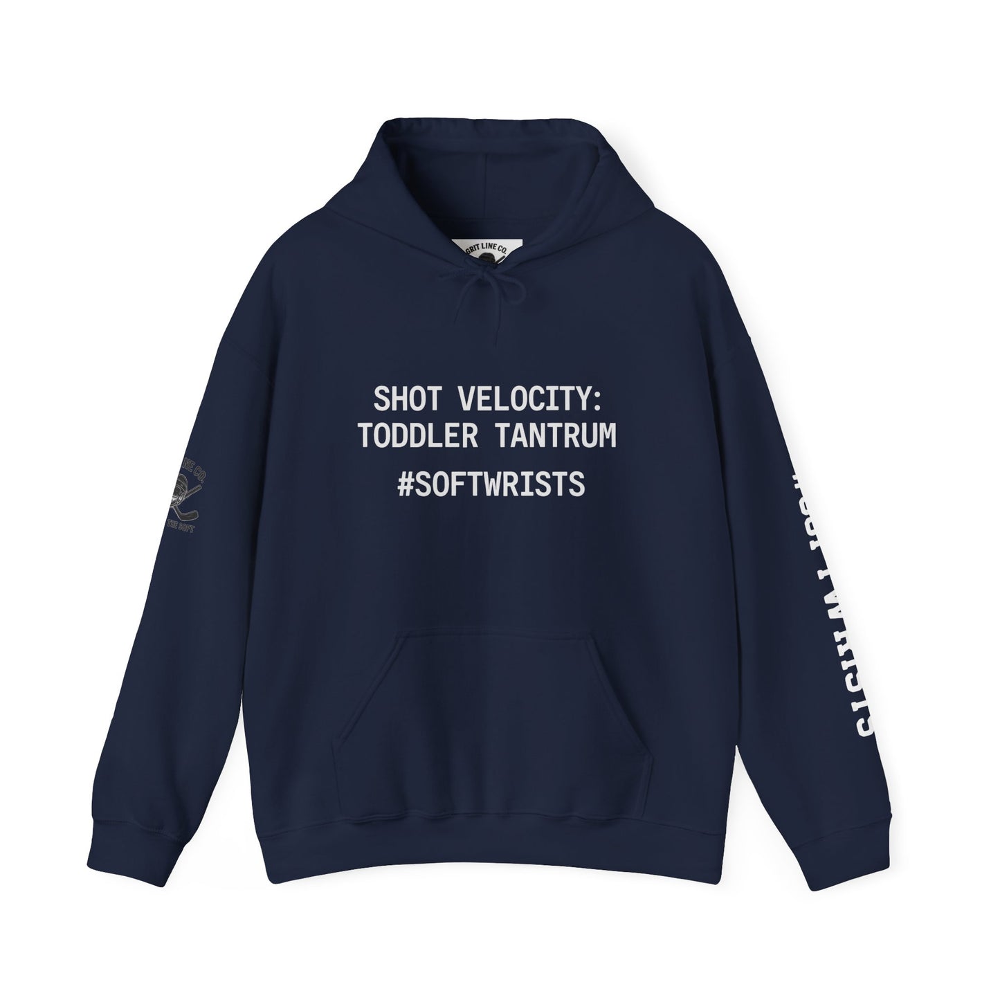 Shot Velocity: Toddler Tantrum — #SoftWrists | OG Line Hoodie Hockey Hoodie, Unisex Heavy Blend Sweatshirt