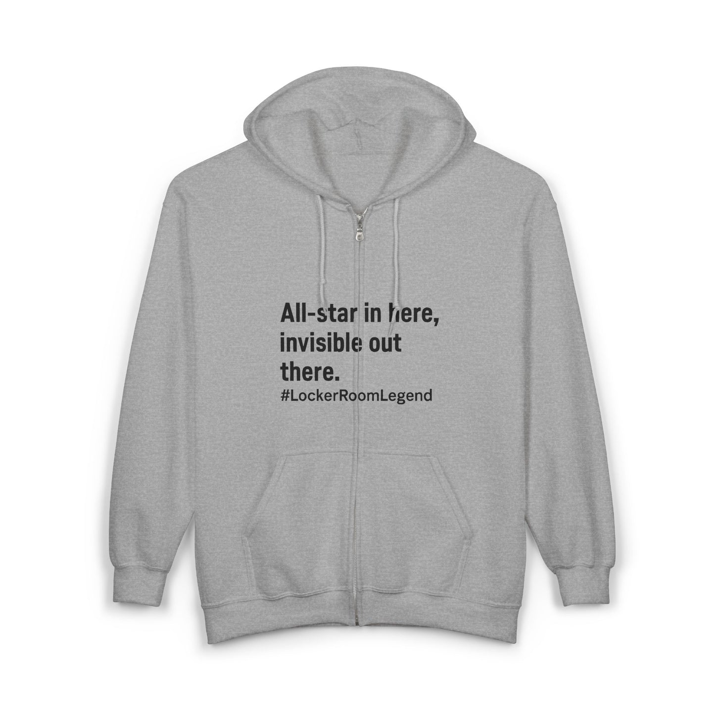 All-Star in the Room. Ghost on the Ice. #LockerRoomLegend Hoodie Unisex Heavy Blend™ Full Zip Hooded Sweatshirt