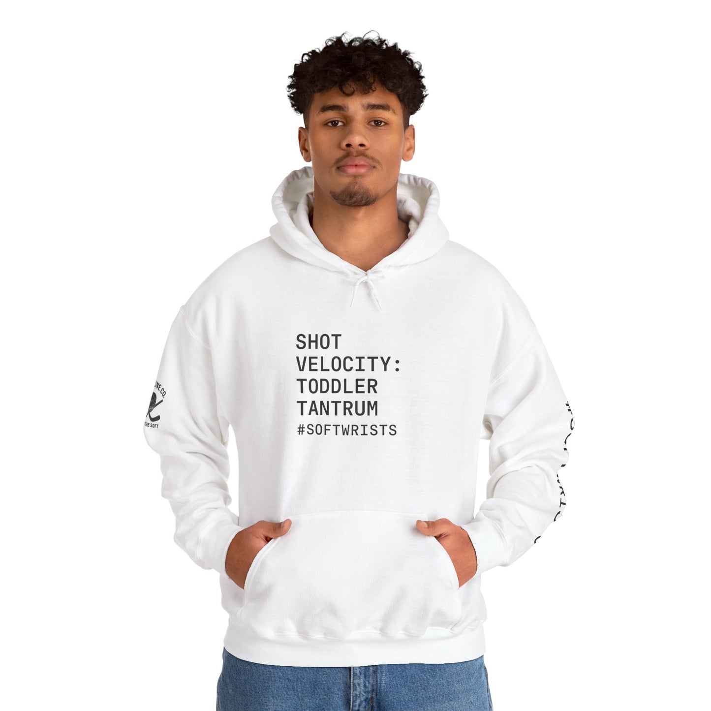 Shot Velocity: Toddler Tantrum — #SoftWrists | OG Line Hoodie Hockey Hoodie, Unisex Heavy Blend Sweatshirt