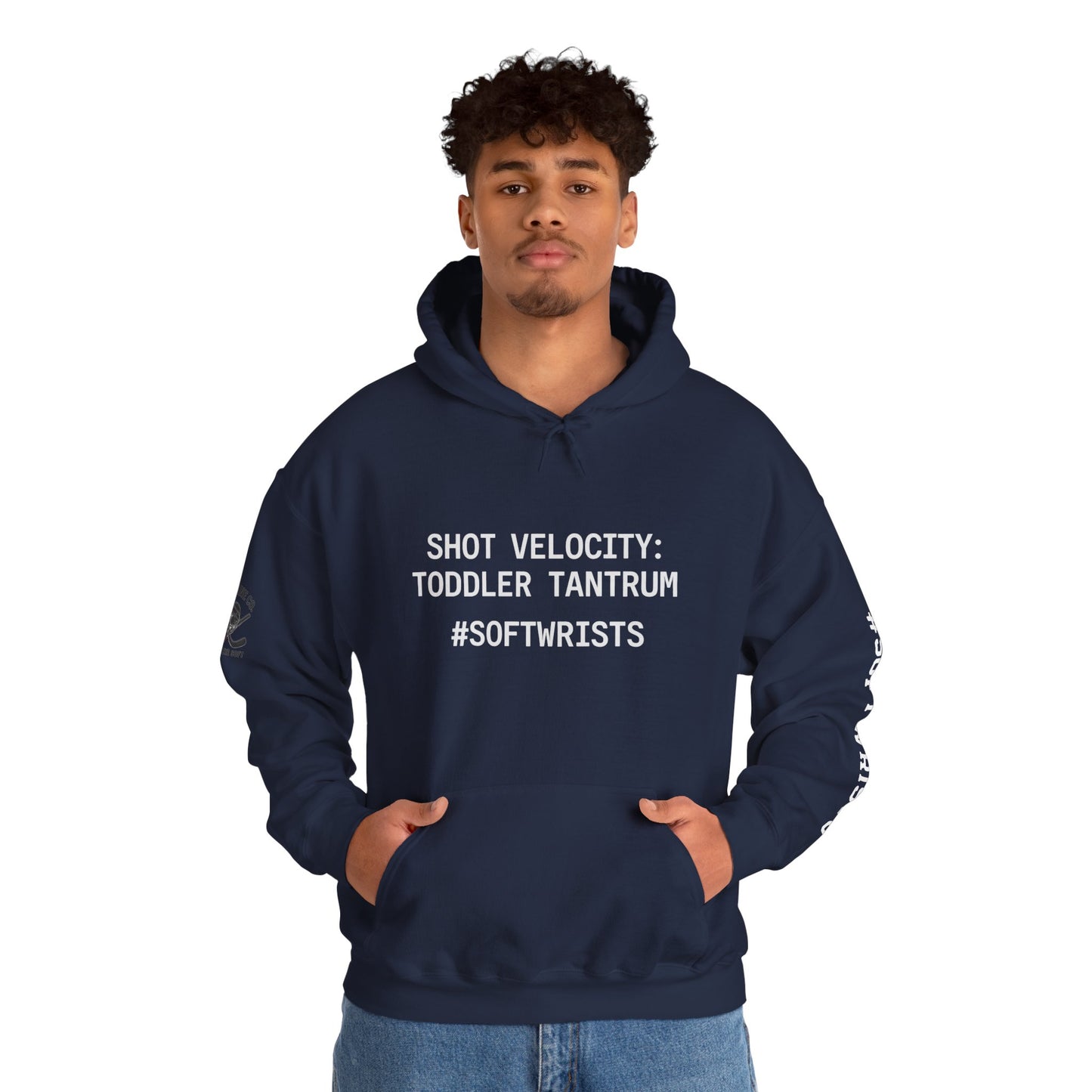 Shot Velocity: Toddler Tantrum — #SoftWrists | OG Line Hoodie Hockey Hoodie, Unisex Heavy Blend Sweatshirt
