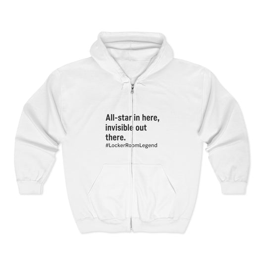 All-Star in the Room. Ghost on the Ice. #LockerRoomLegend Hoodie Unisex Heavy Blend™ Full Zip Hooded Sweatshirt