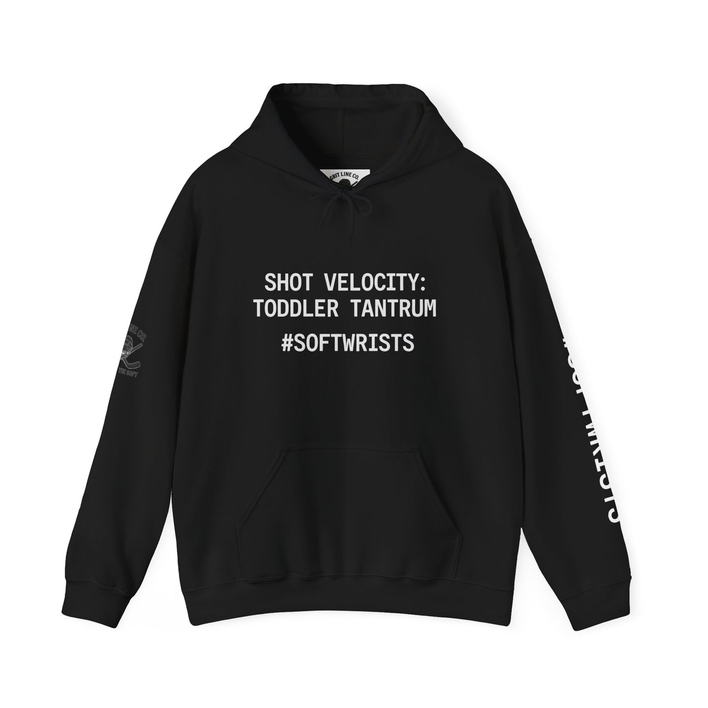 Shot Velocity: Toddler Tantrum — #SoftWrists | OG Line Hoodie Hockey Hoodie, Unisex Heavy Blend Sweatshirt