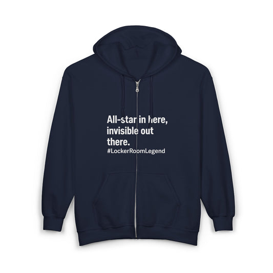 All-Star in the Room. Ghost on the Ice. #LockerRoomLegend Hoodie Unisex Heavy Blend™ Full Zip Hooded Sweatshirt