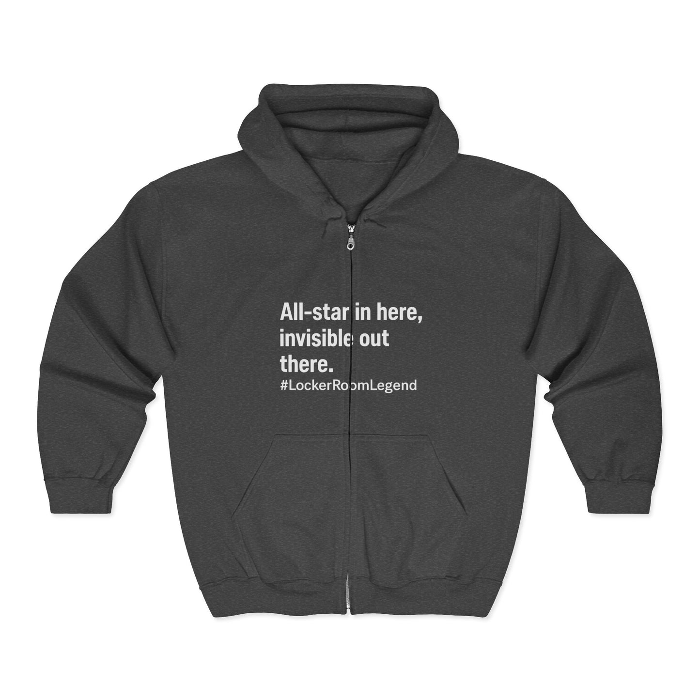 All-Star in the Room. Ghost on the Ice. #LockerRoomLegend Hoodie Unisex Heavy Blend™ Full Zip Hooded Sweatshirt